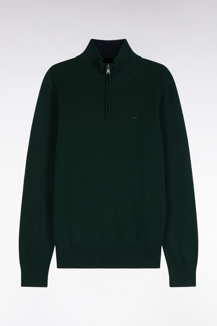 EDEN PARK COTTON 1/2 ZIP - DARK GREEN