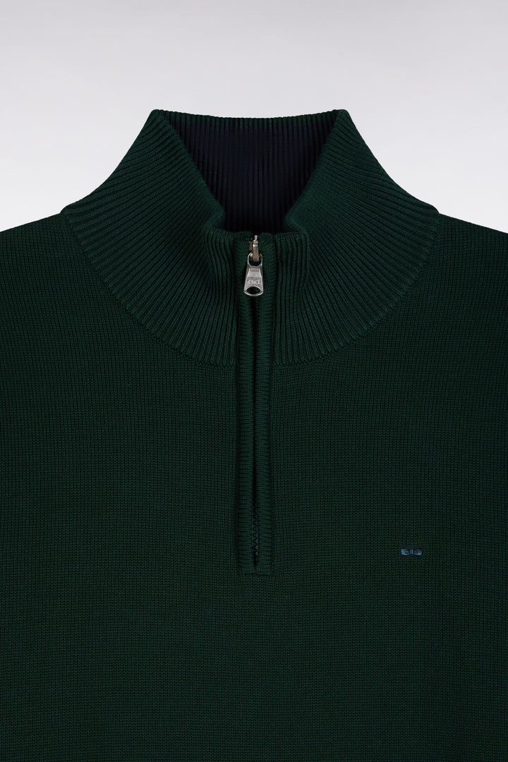EDEN PARK COTTON 1/2 ZIP - DARK GREEN