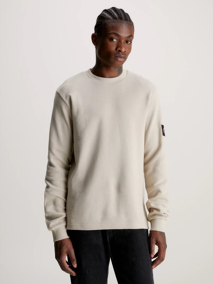 CKJ WAFFLE LS TEE - PLAZA TAUPE