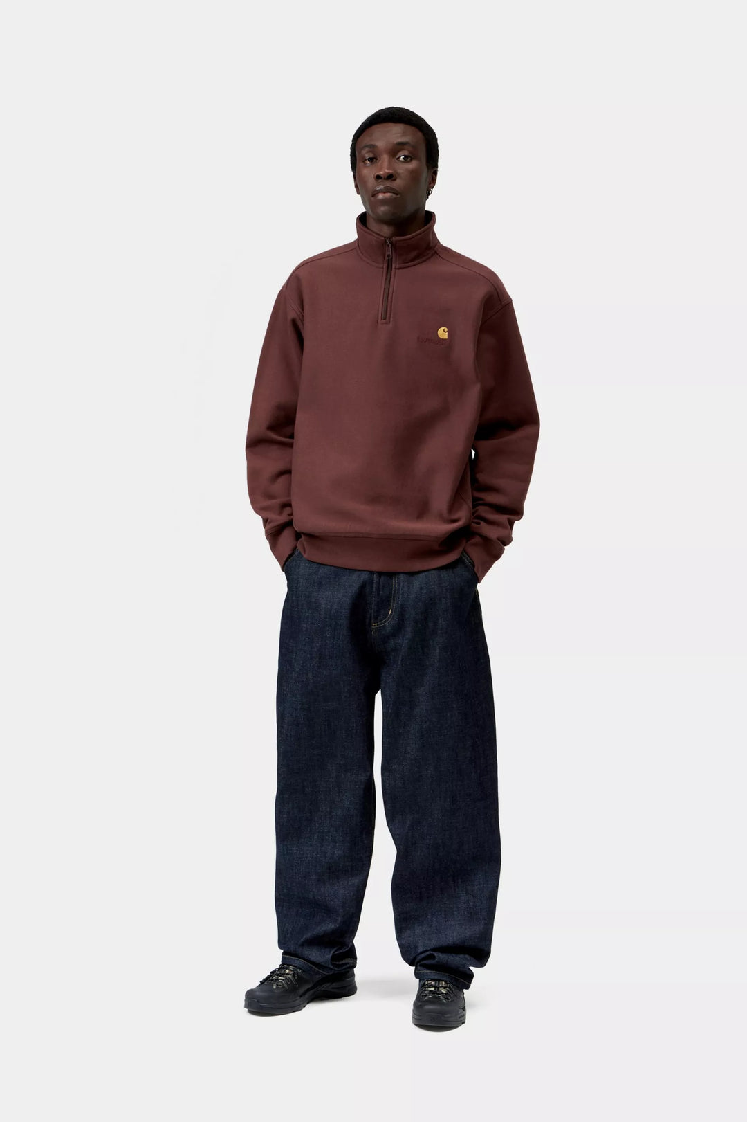 CARHARTT HALF ZIP AMERICAN SCRIPT SWEAT