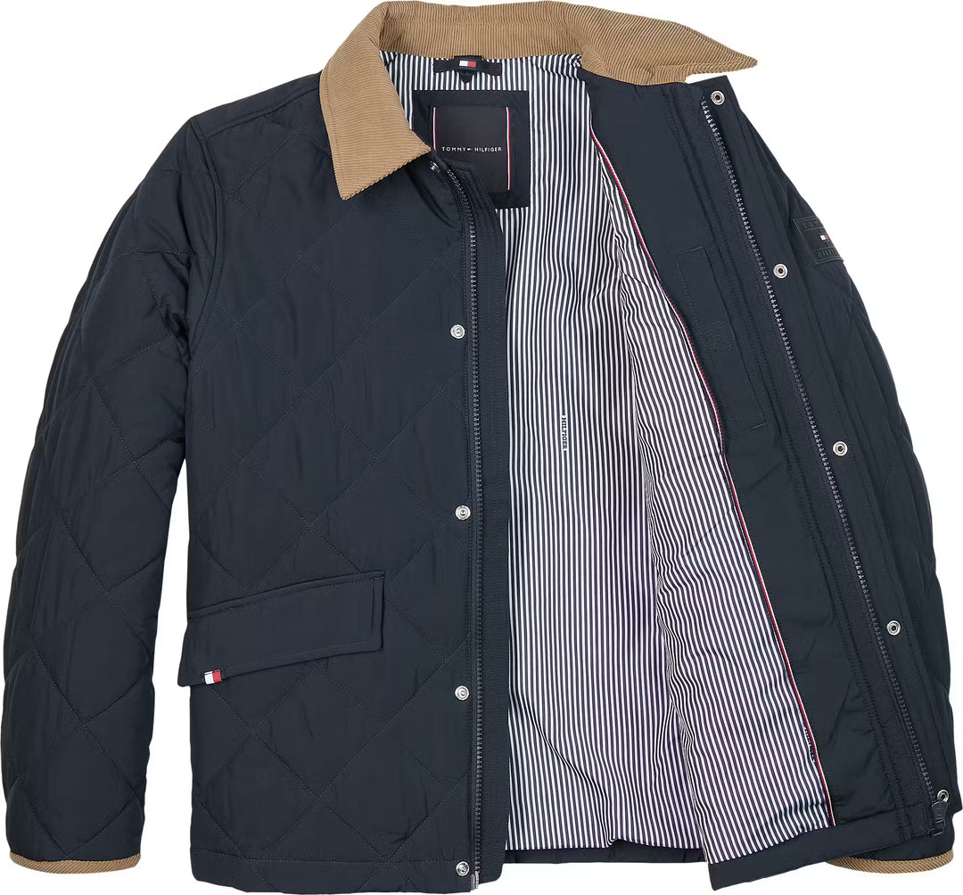 TH BOYS CONTRAST COLLAR QUILTED JACKET