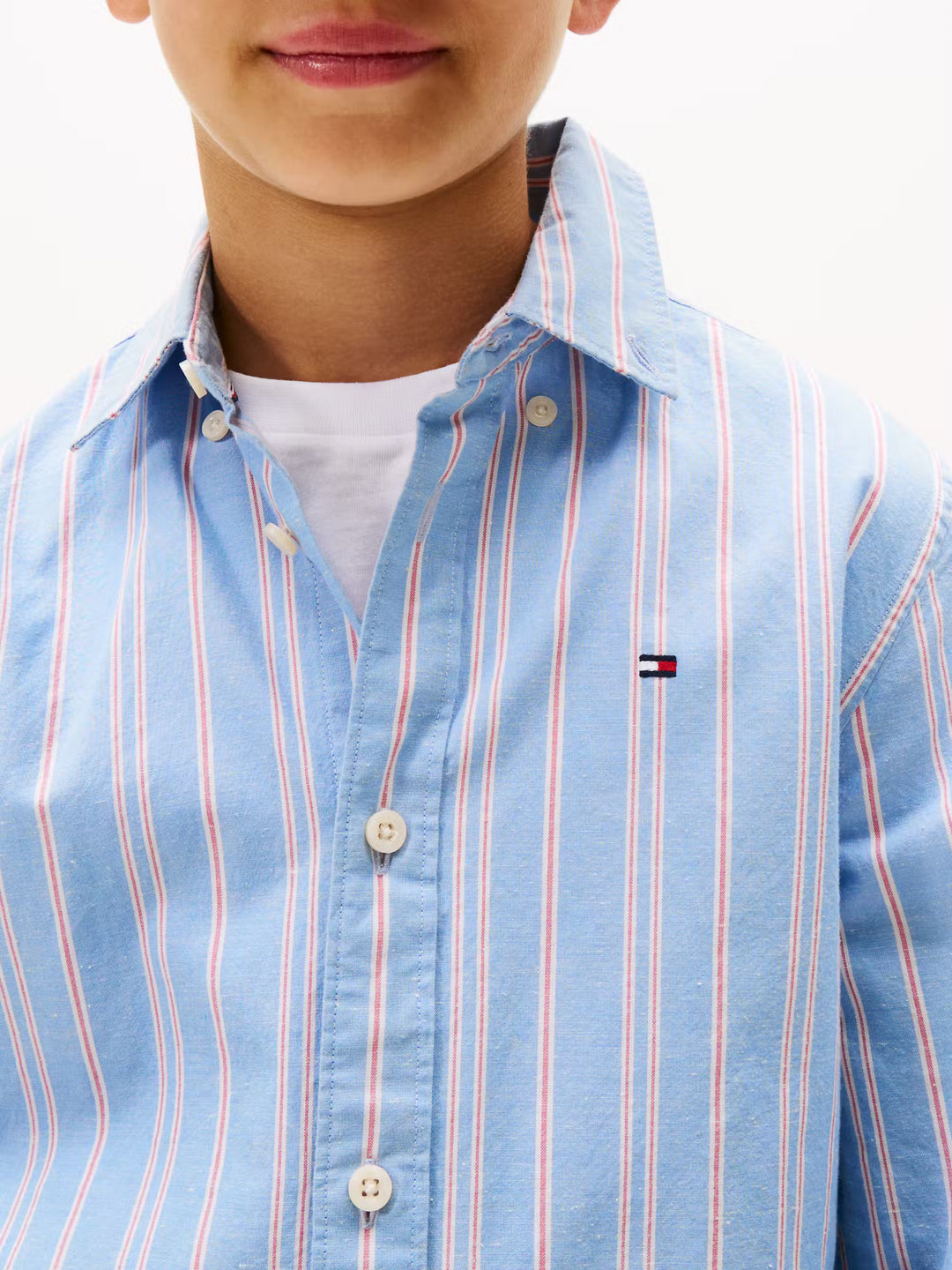 TH BOYS STRIPE NEP FABRIC SHIRT - CLOUDY