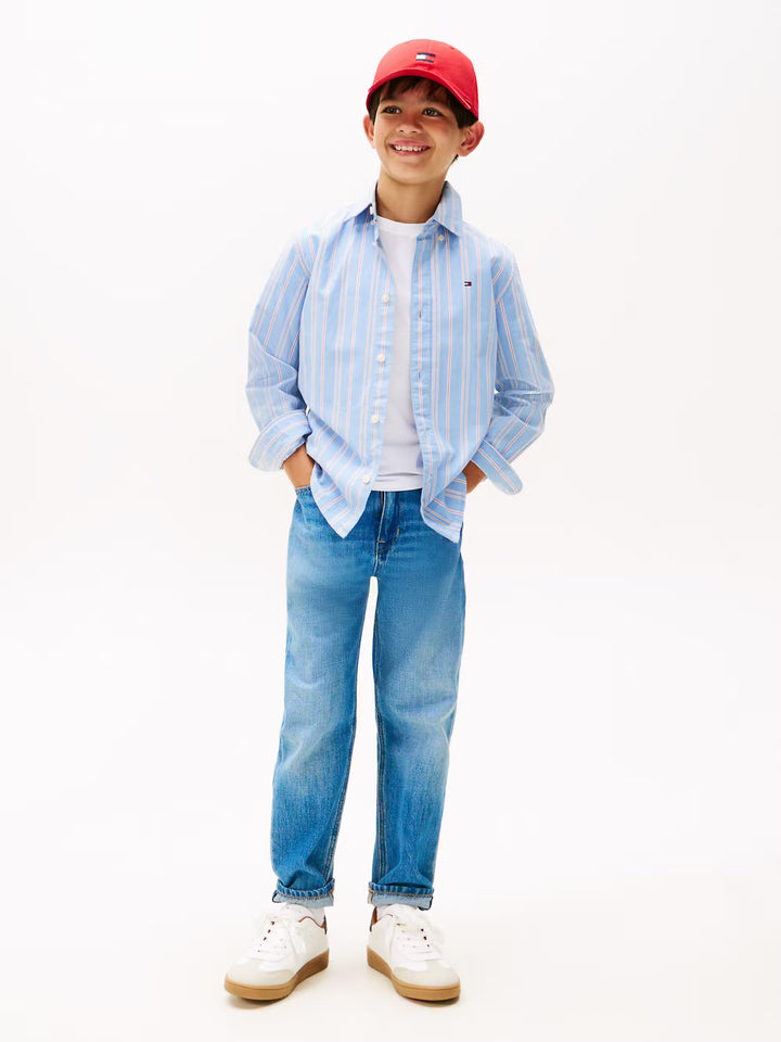 TH BOYS STRIPE NEP FABRIC SHIRT - CLOUDY