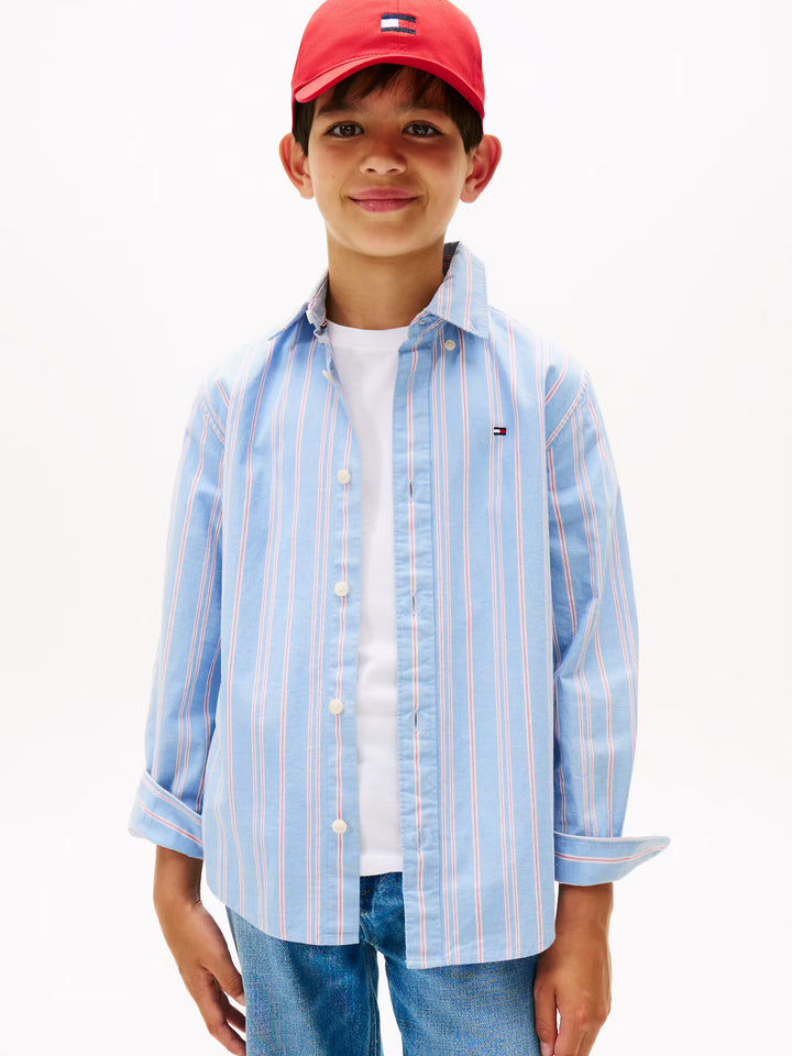 TH BOYS STRIPE NEP FABRIC SHIRT - CLOUDY