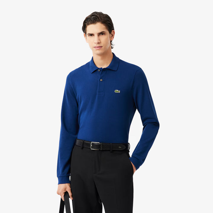 LACOSTE LONG SLEEVE COTTON POLO - METHYLENE