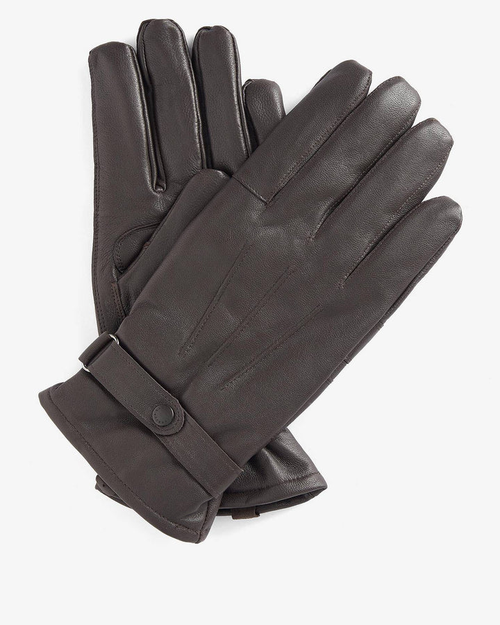 BARBOUR BURNISHED LEATHER GLOVE - BROWN