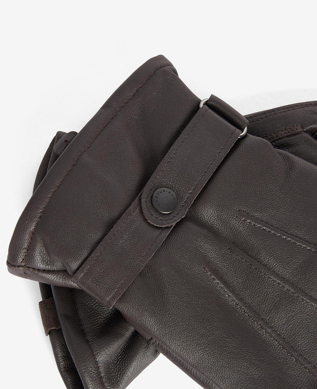 BARBOUR BURNISHED LEATHER GLOVE - BROWN