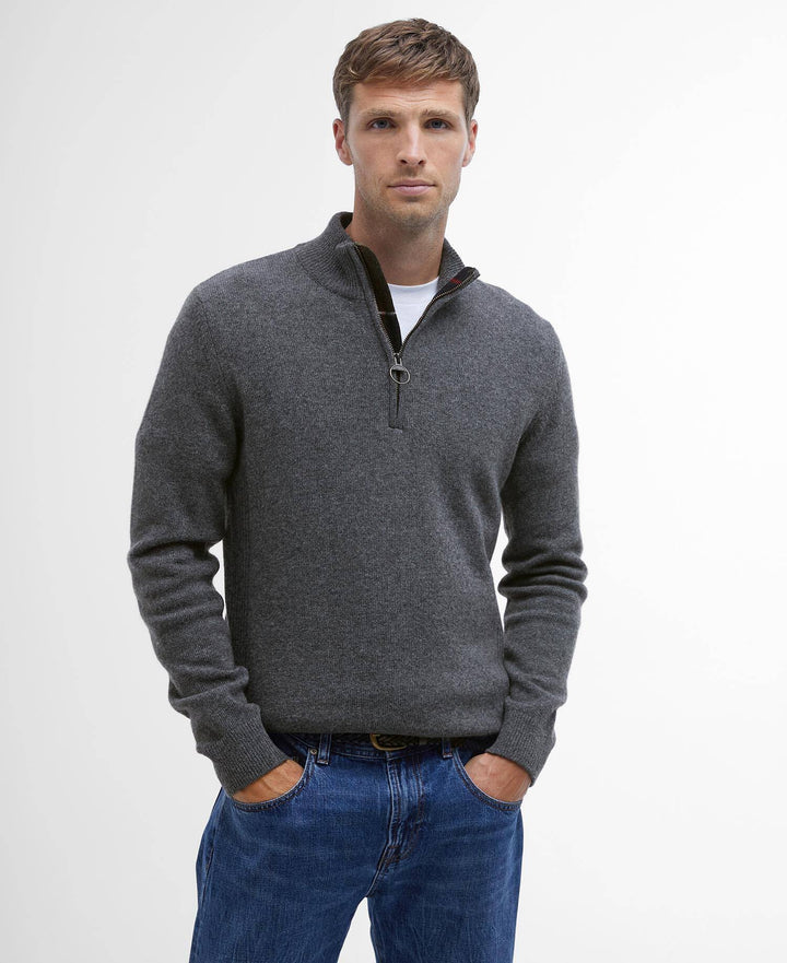 BARBOUR HOLDEN 1/2 ZIP KNIT - GREY