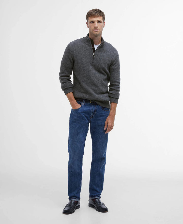 BARBOUR HOLDEN 1/2 ZIP KNIT - GREY