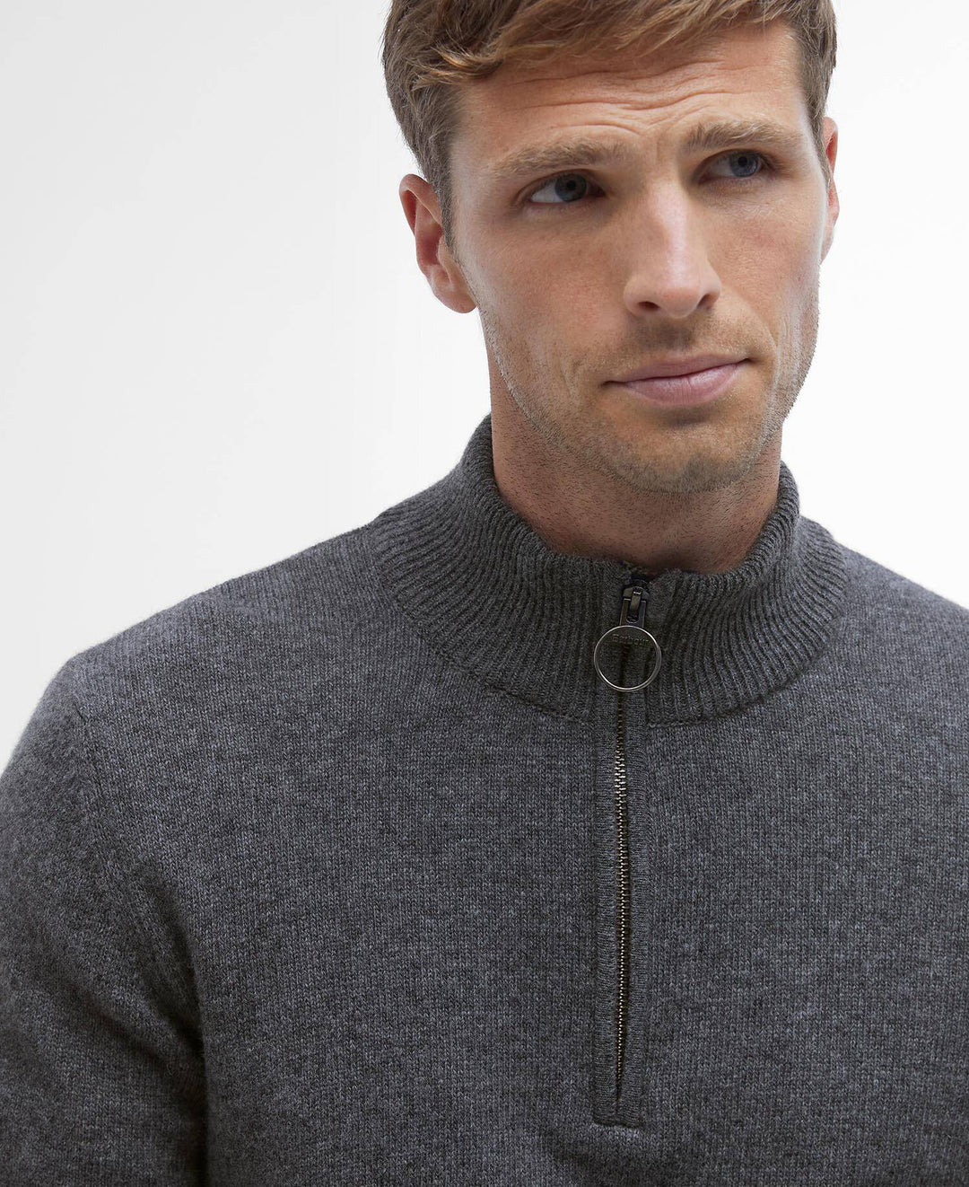 BARBOUR HOLDEN 1/2 ZIP KNIT - GREY