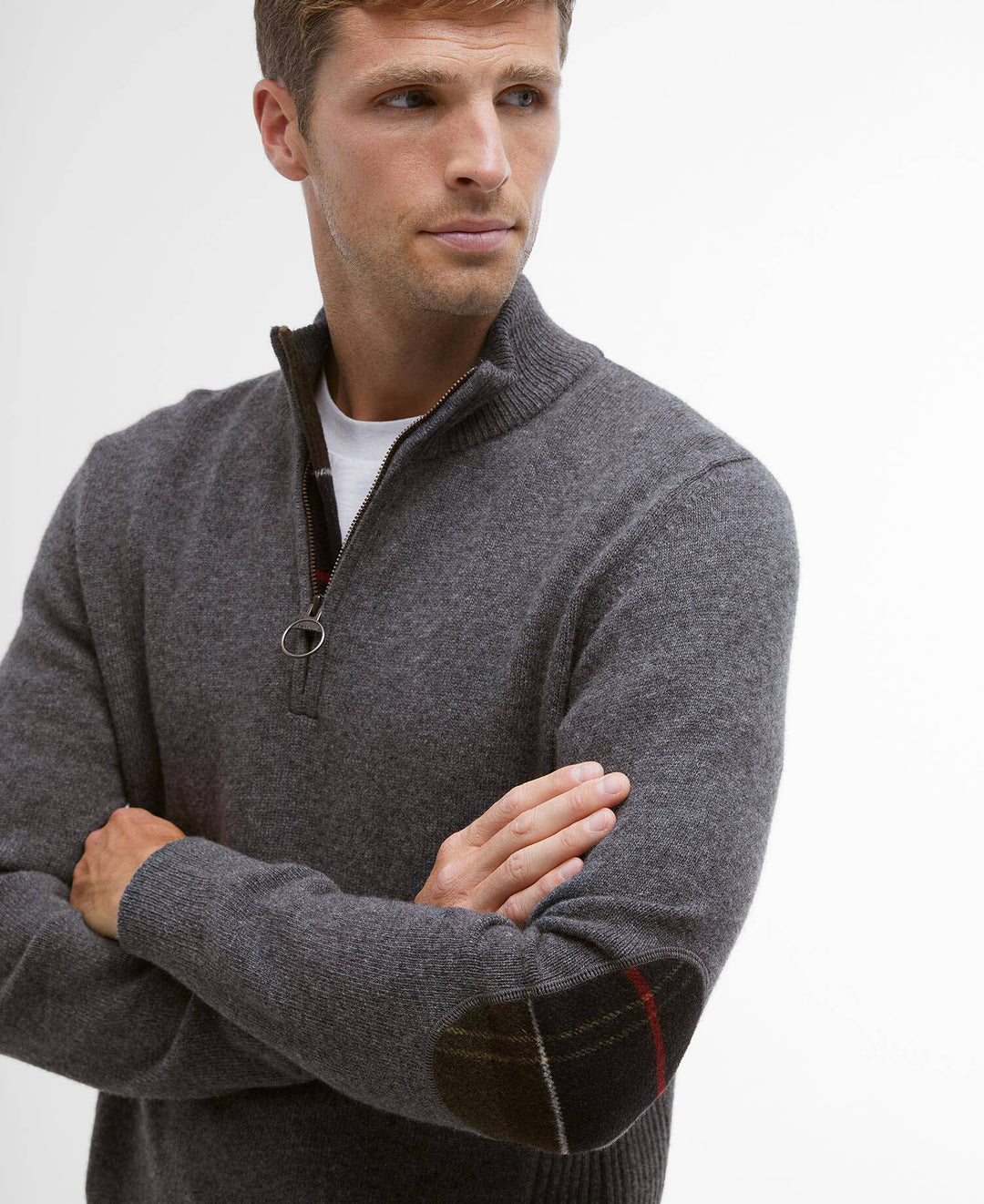 BARBOUR HOLDEN 1/2 ZIP KNIT - GREY