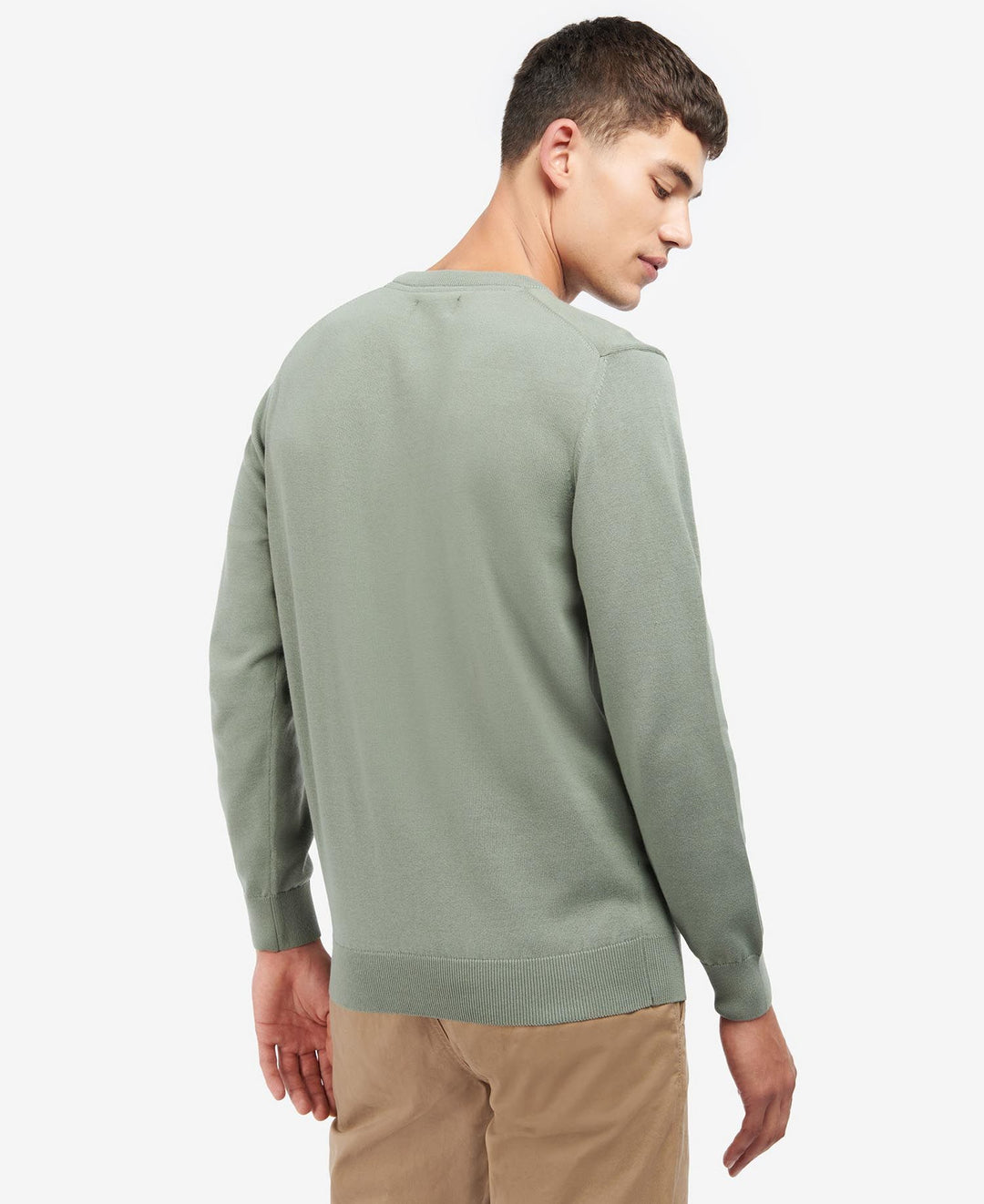 BARBOUR PIMA COTTON CREW - AGAVE GREEN
