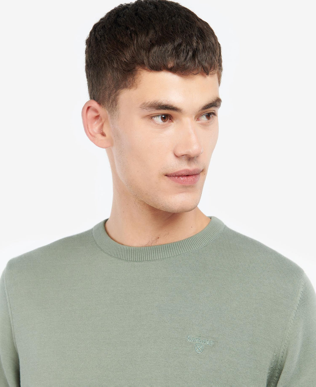 BARBOUR PIMA COTTON CREW - AGAVE GREEN