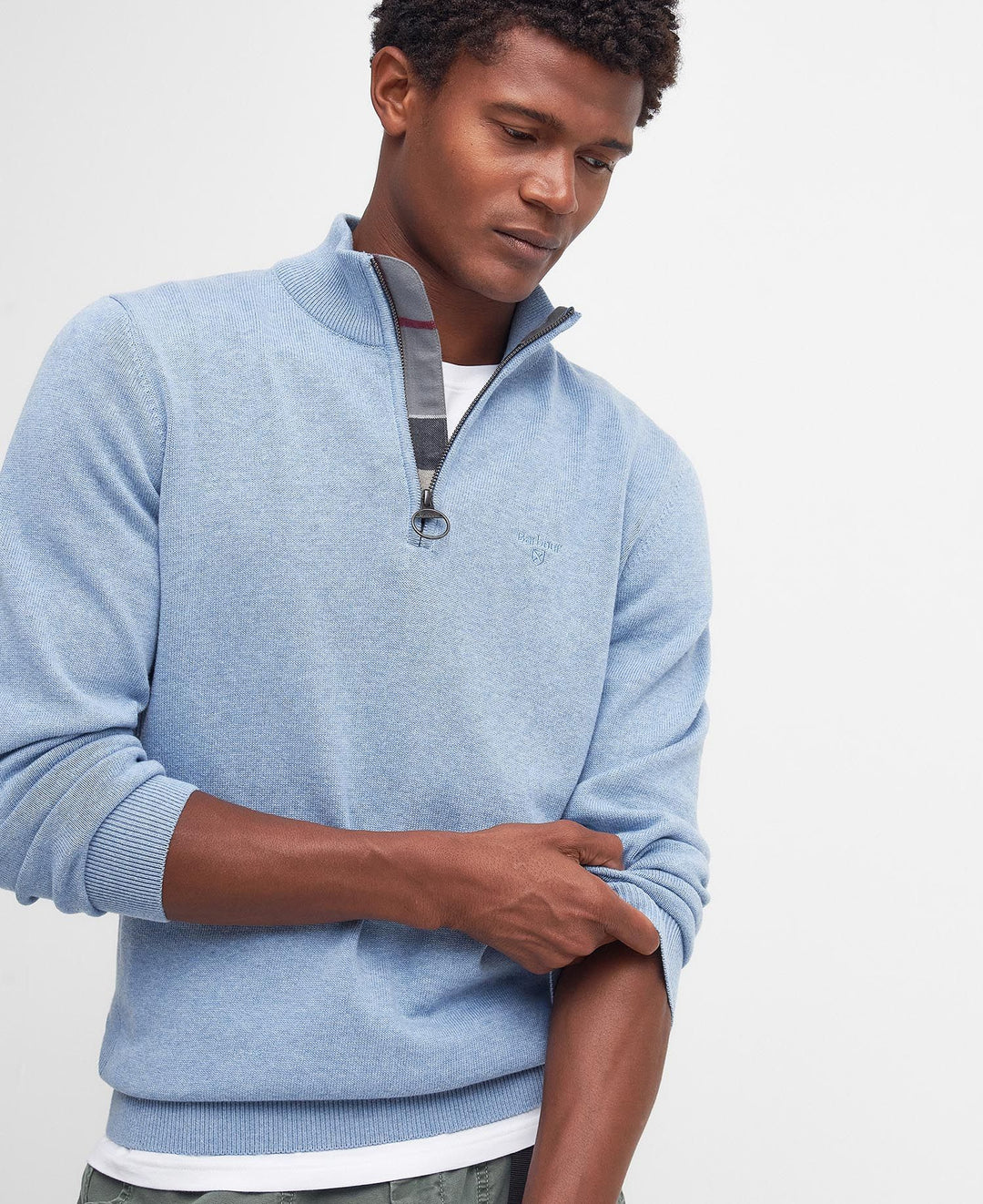BARBOUR COTTON 1/2 ZIP - DARK CHAMBRAY