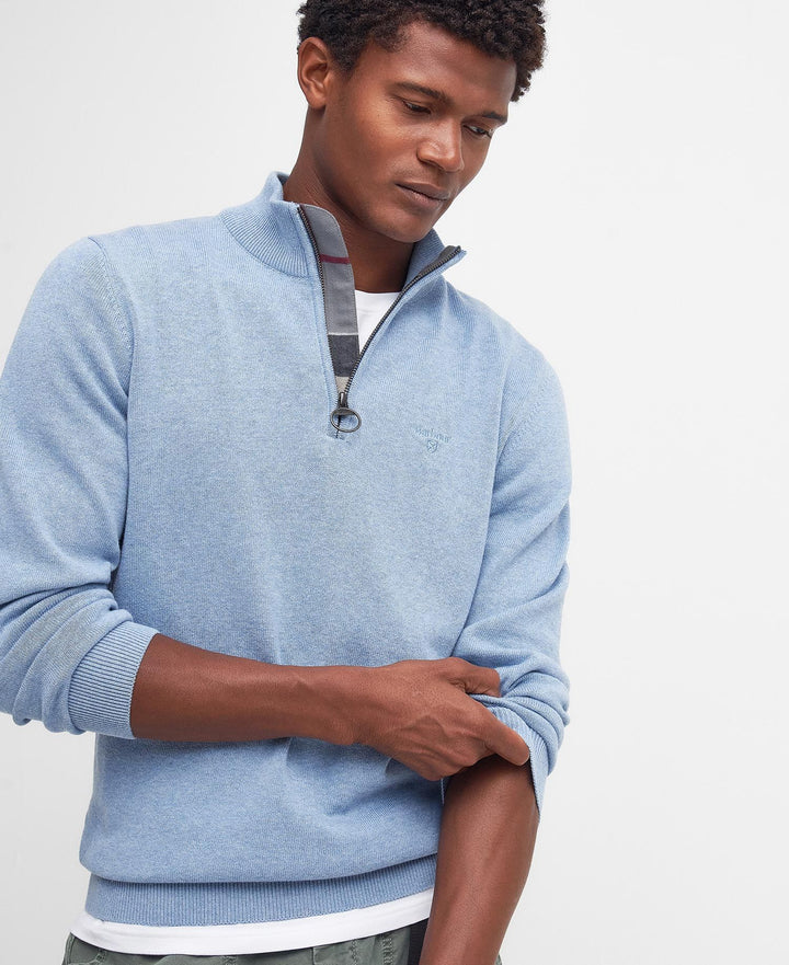 BARBOUR COTTON 1/2 ZIP - DARK CHAMBRAY