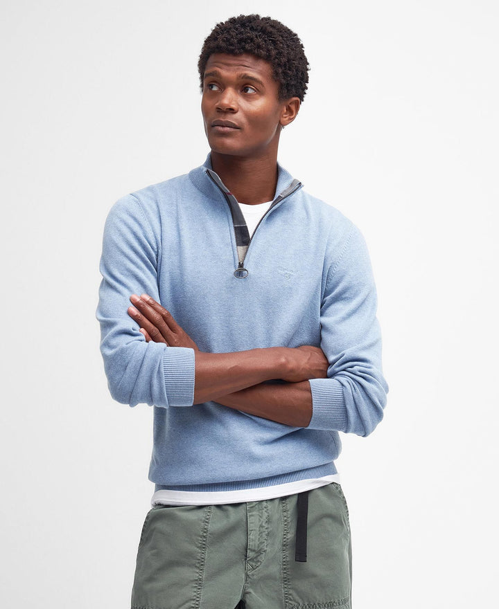 BARBOUR COTTON 1/2 ZIP - DARK CHAMBRAY