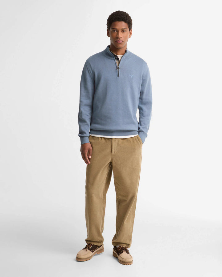 BARBOUR COTTON 1/2 ZIP KNIT - TARN BLUE