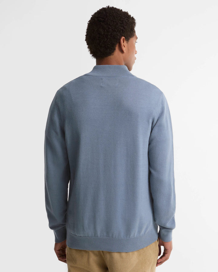 BARBOUR COTTON 1/2 ZIP KNIT - TARN BLUE