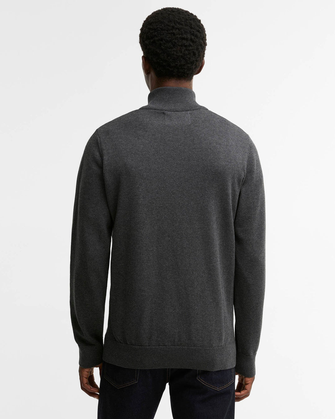 BARBOUR COTTON 1/2 ZIP KNIT - CHARCOAL