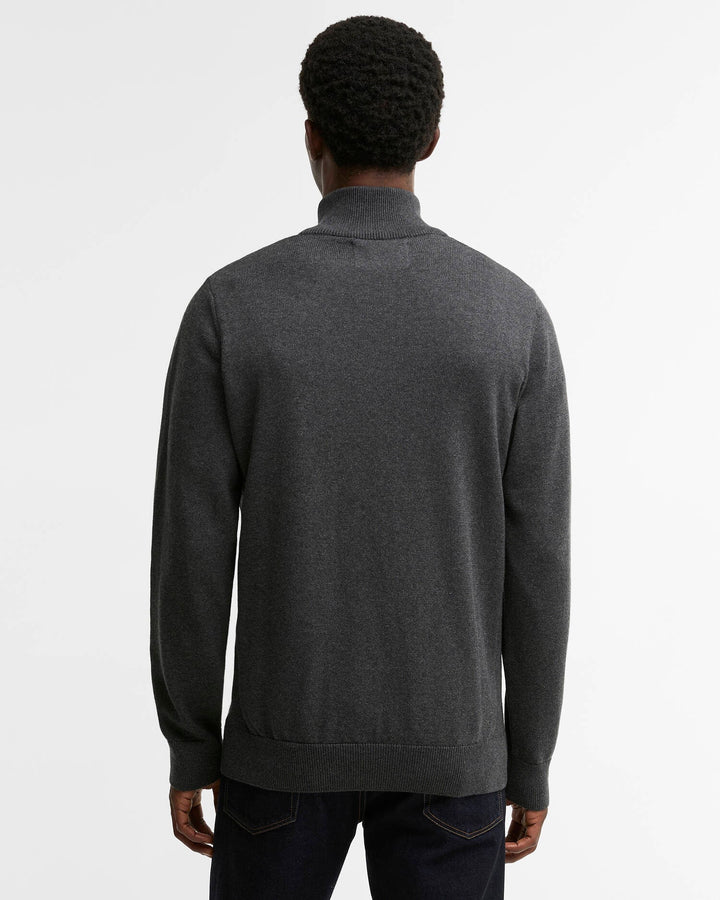 BARBOUR COTTON 1/2 ZIP KNIT - CHARCOAL