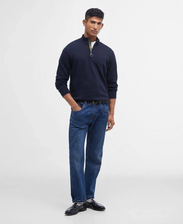 BARBOUR COTTON 1/2 ZIP KNIT - NAVY