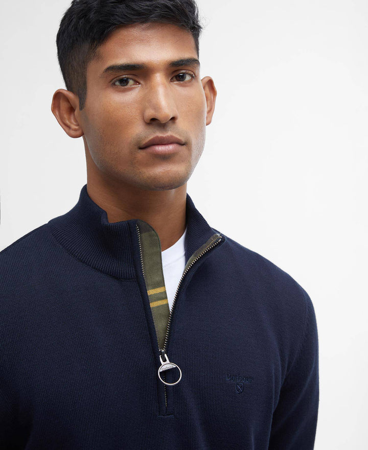 BARBOUR COTTON 1/2 ZIP KNIT - NAVY