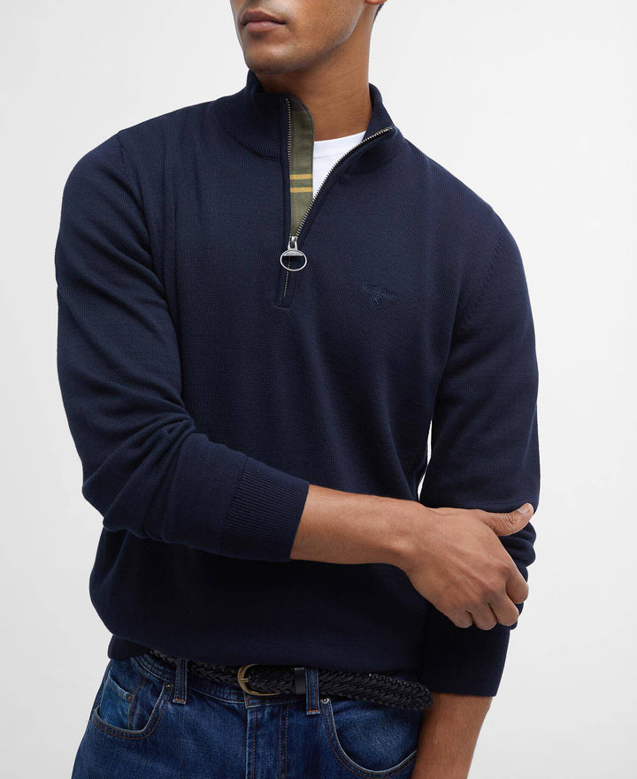BARBOUR COTTON 1/2 ZIP KNIT - NAVY