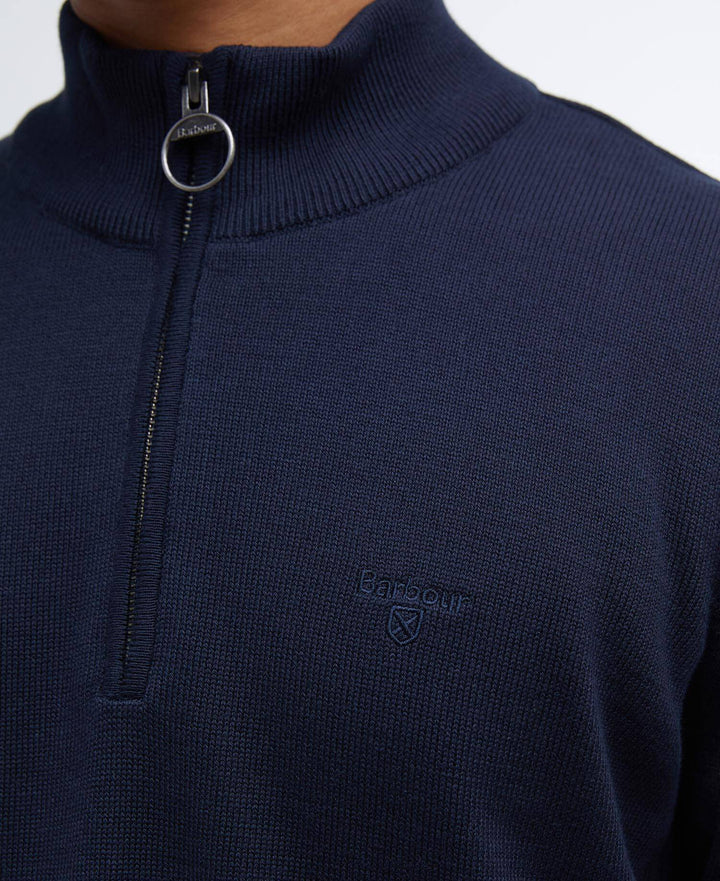 BARBOUR COTTON 1/2 ZIP KNIT - NAVY