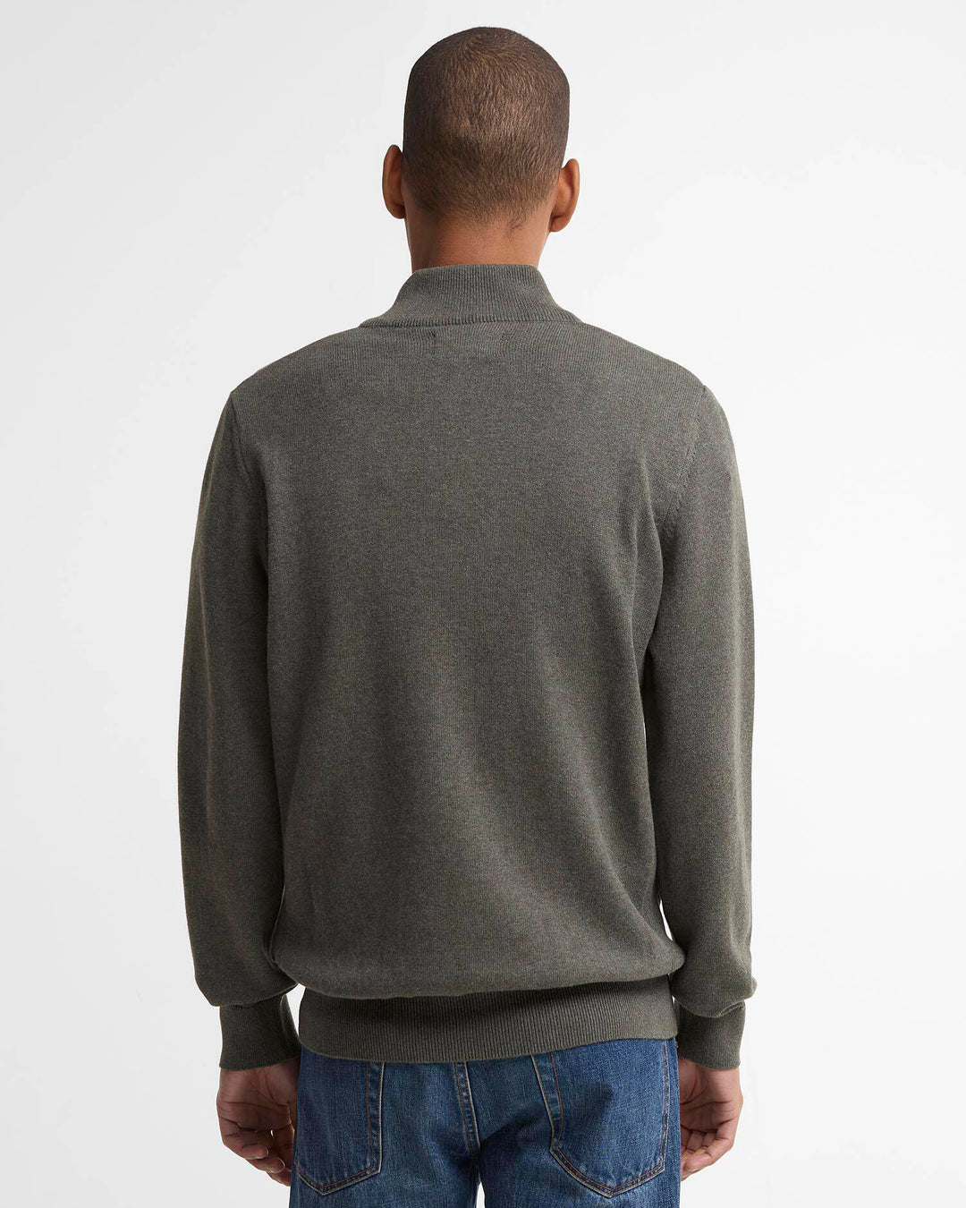 BARBOUR COTTON 1/2 ZIP KNIT - OLIVE MARL