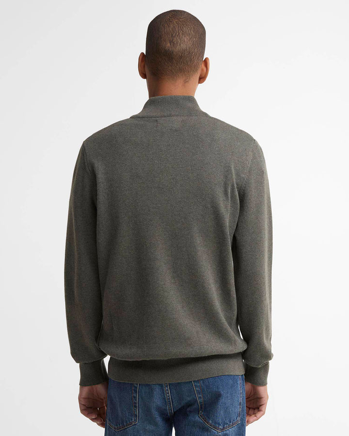 BARBOUR COTTON 1/2 ZIP KNIT - OLIVE MARL