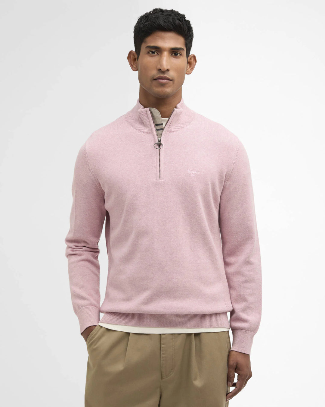 BARBOUR COTTON 1/2 ZIP JUMPER - PINK
