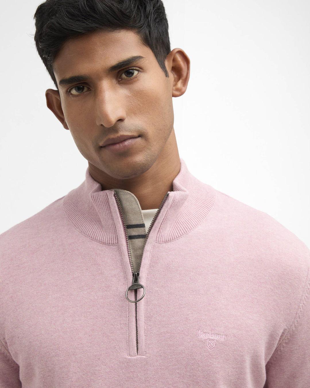 BARBOUR COTTON 1/2 ZIP JUMPER - PINK