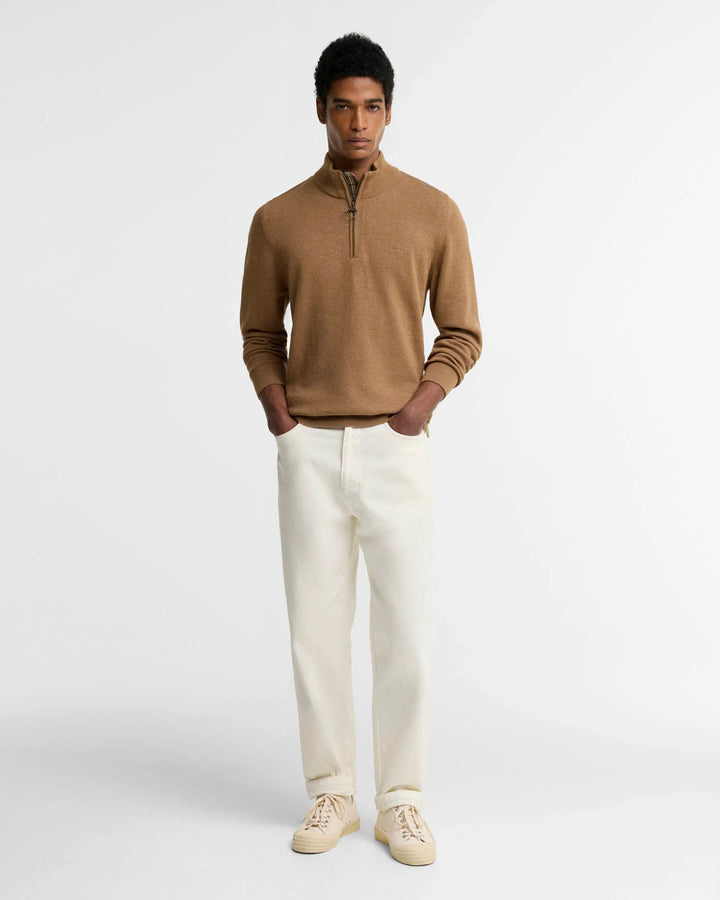 BARBOUR COTTON 1/2 ZIP KNIT - SANDSTONE
