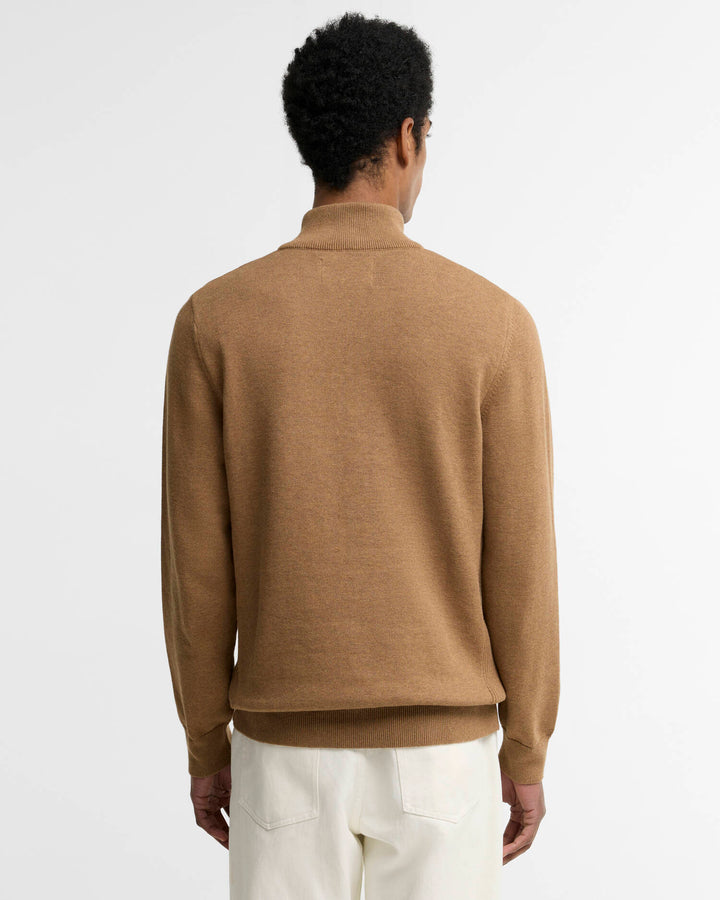 BARBOUR COTTON 1/2 ZIP KNIT - SANDSTONE