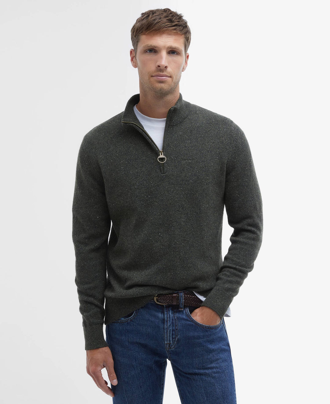 BARBOUR TISBURY 1/2 ZIP - DK SEAWEED