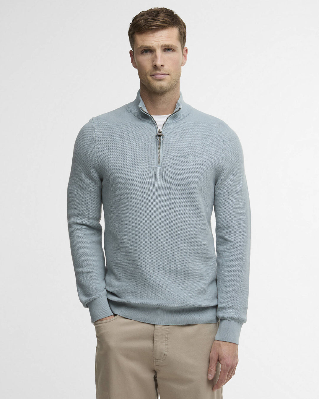 BARBOUR ESS HONEYCOMB 1/2 ZIP SWEAT - SLATE