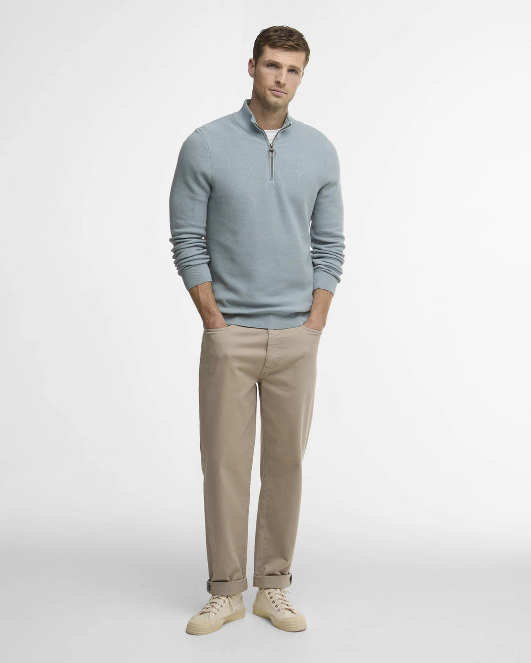 BARBOUR ESS HONEYCOMB 1/2 ZIP SWEAT - SLATE