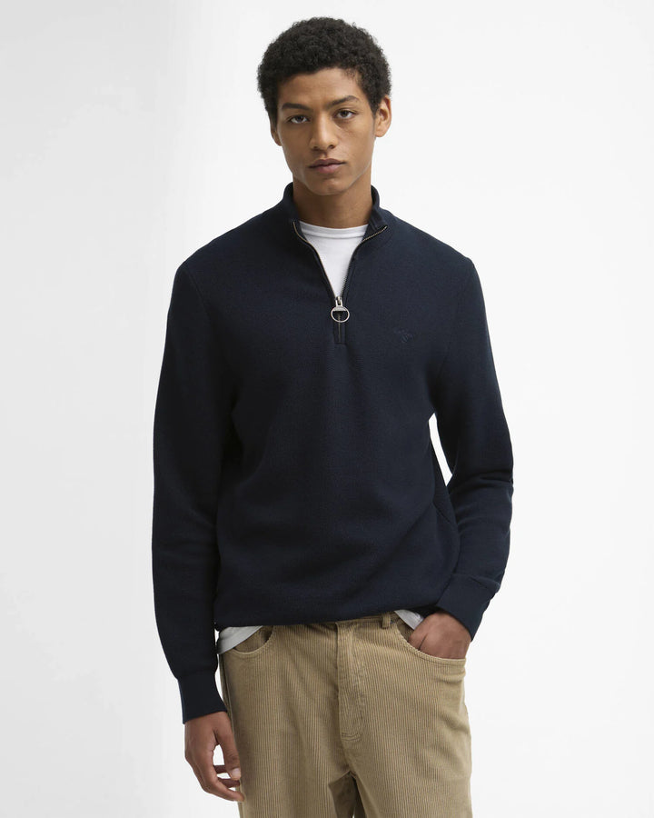 BARBOUR ESS HONEYCOMB 1/2 ZIP SWEAT - NAVY