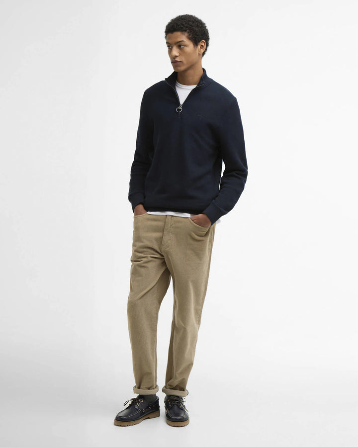 BARBOUR ESS HONEYCOMB 1/2 ZIP SWEAT - NAVY