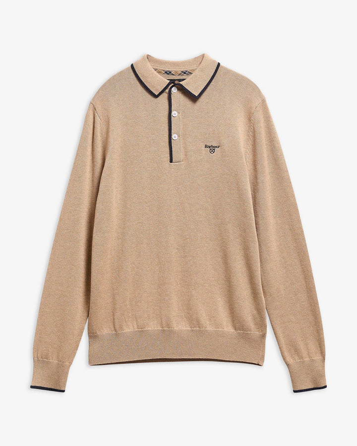 BARBOUR TAUNTON KNITTED POLO - STONE
