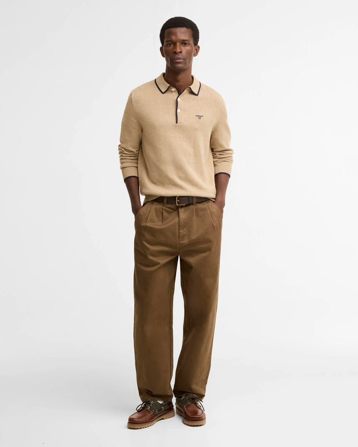 BARBOUR TAUNTON KNITTED POLO - STONE