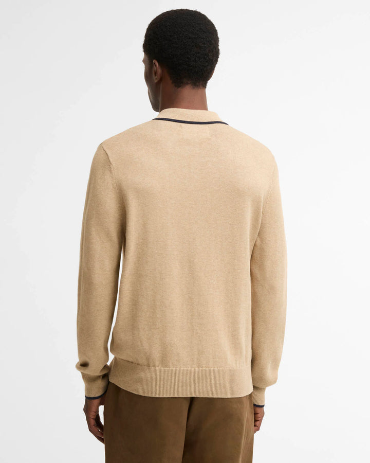 BARBOUR TAUNTON KNITTED POLO - STONE