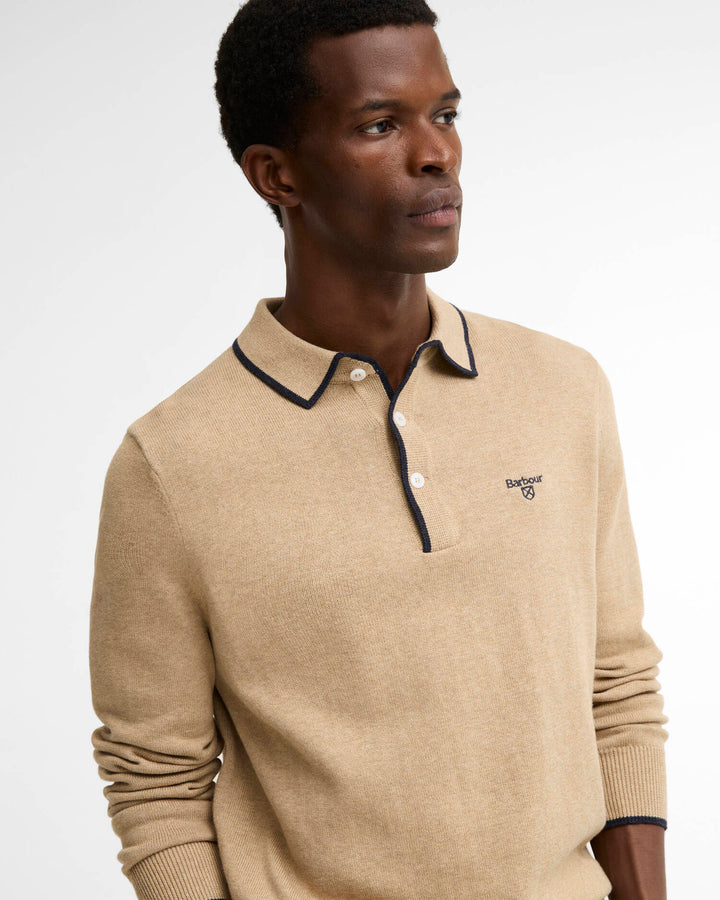 BARBOUR TAUNTON KNITTED POLO - STONE