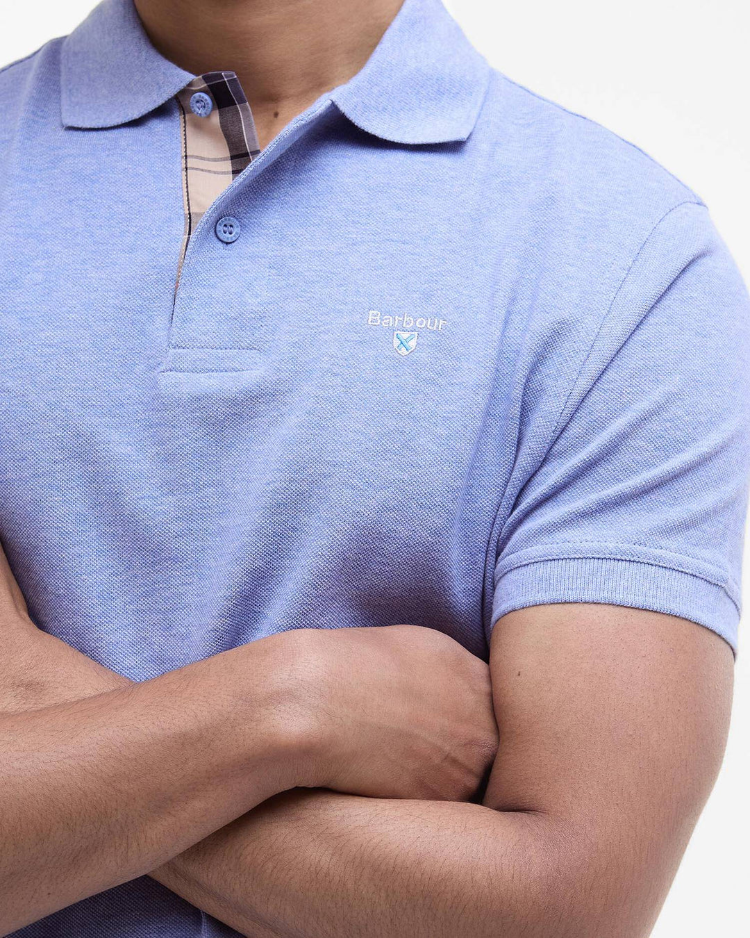 BARBOUR TARTAN PIQUE POLO - SKY MARL