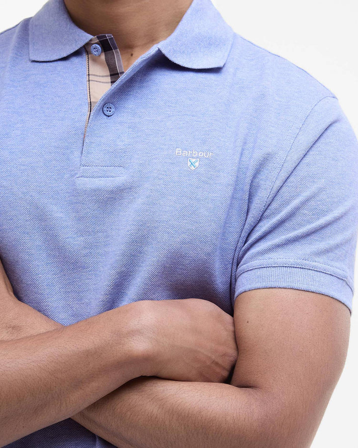 BARBOUR TARTAN PIQUE POLO - SKY MARL