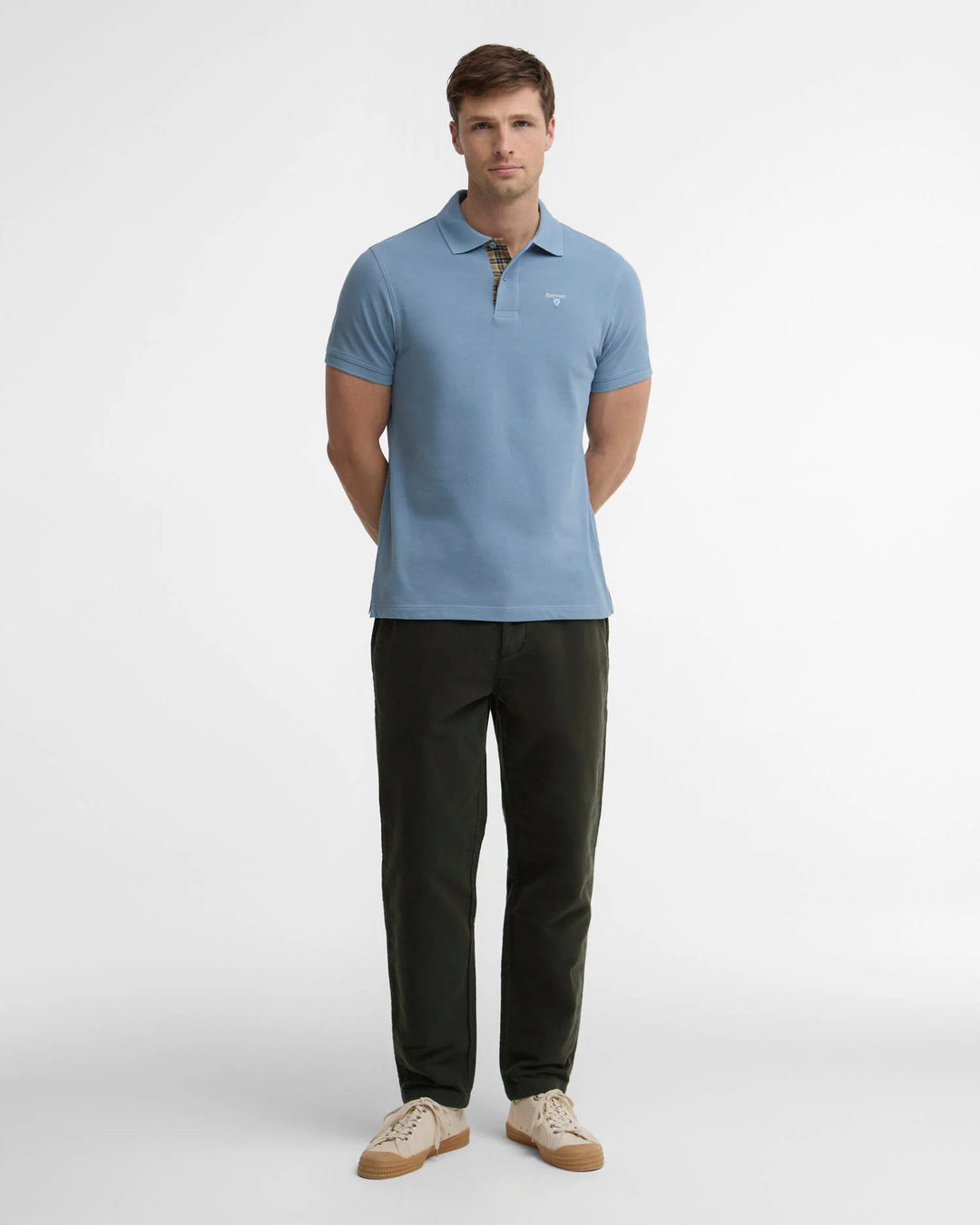 BARBOUR TARTAN PIQUE POLO - TARN BLUE