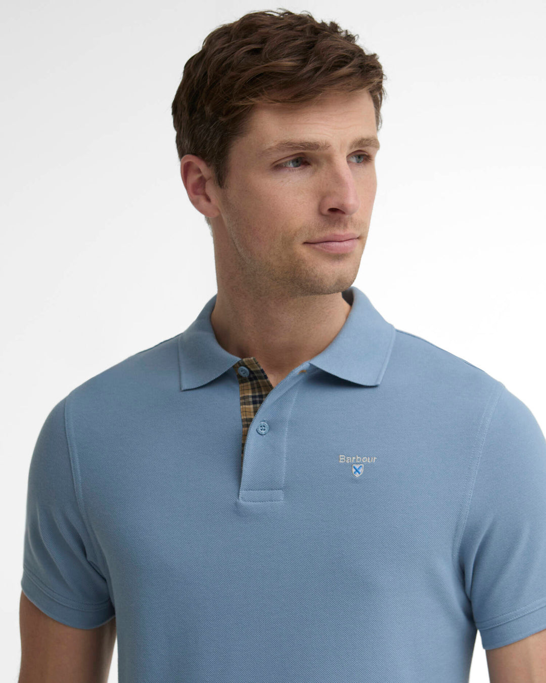 BARBOUR TARTAN PIQUE POLO - TARN BLUE