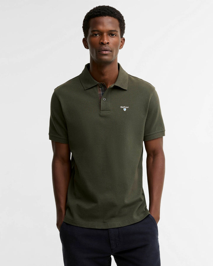 BARBOUR TARTAN PIQUE POLO - FOREST GREEN