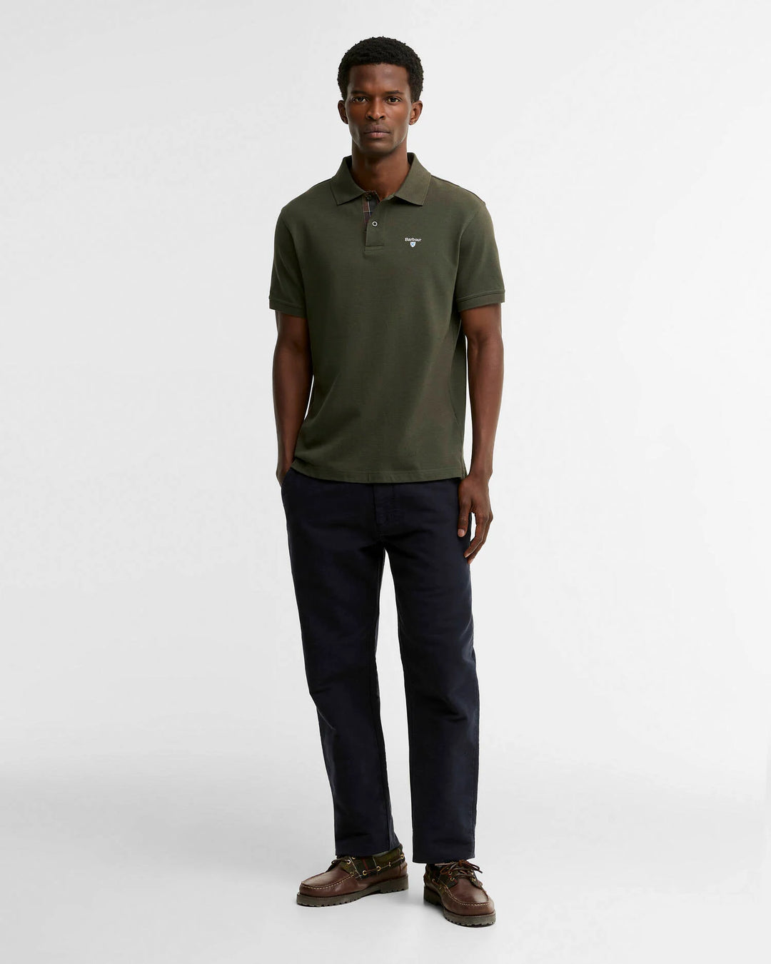 BARBOUR TARTAN PIQUE POLO - FOREST GREEN