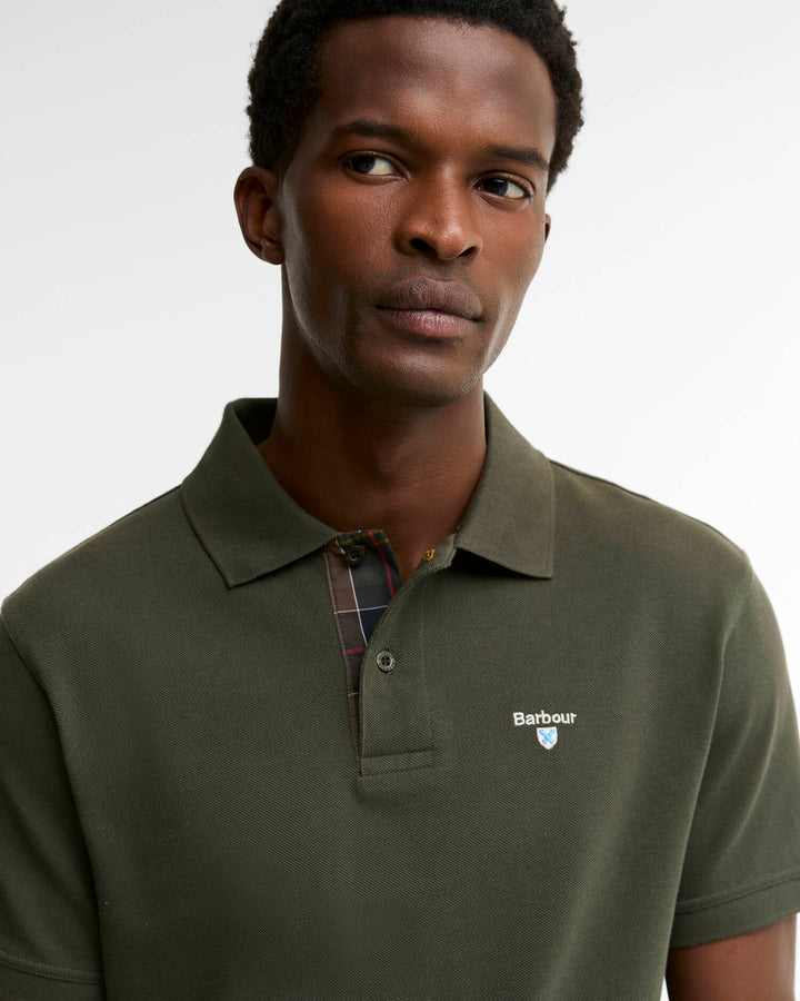 BARBOUR TARTAN PIQUE POLO - FOREST GREEN